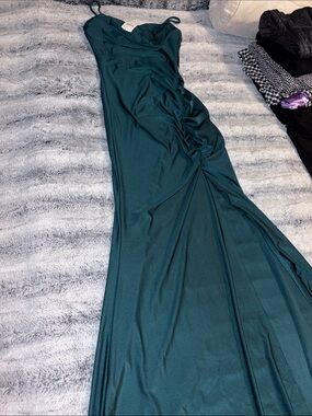 NWT Hunter Teal Maxi Slip Dress with Side Ruching